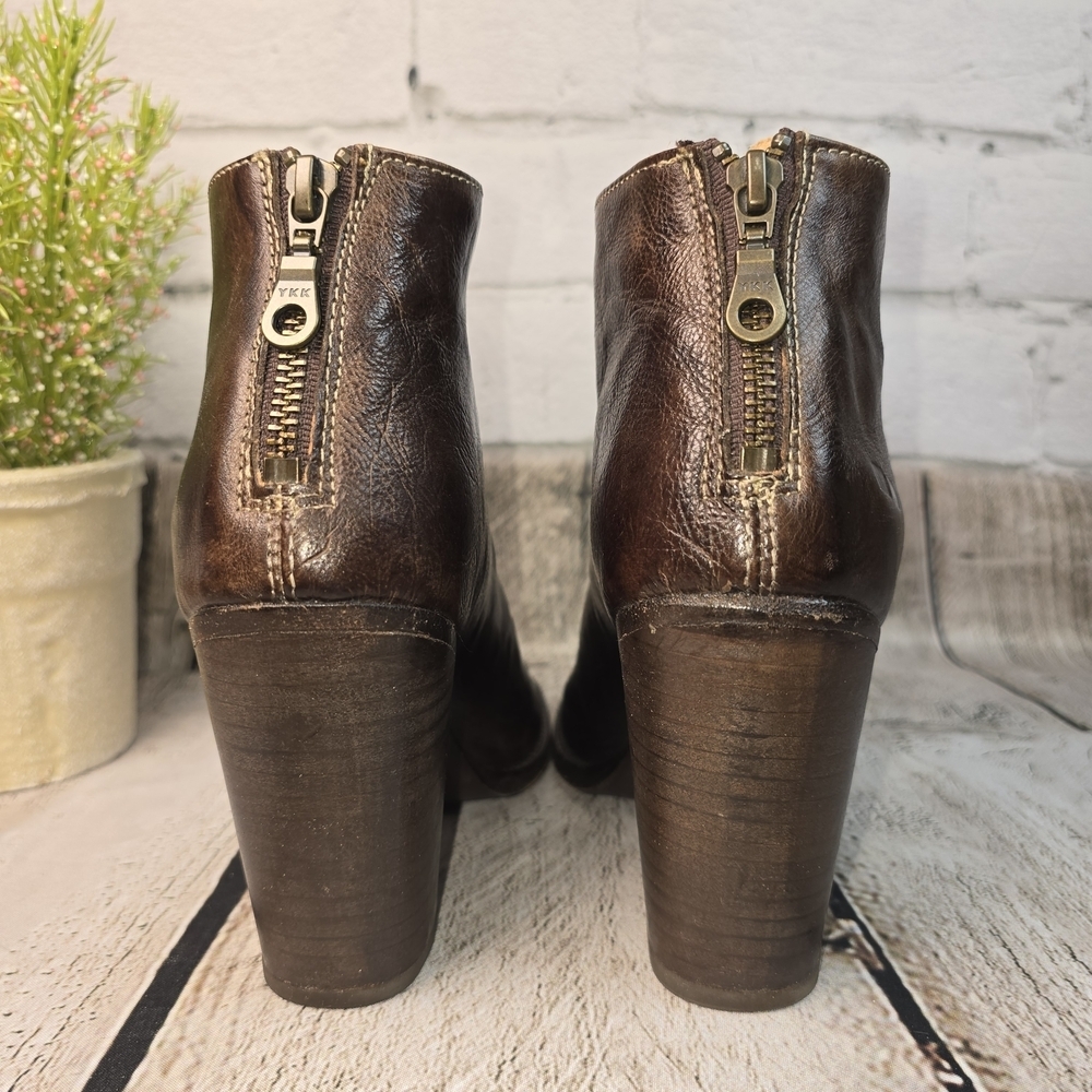 BED STU ONSET BROWN PEEP TOES DRESS BOOTS BOOTIES BOHO STACKED HEEL SIZE 7 - Picture 6 of 13